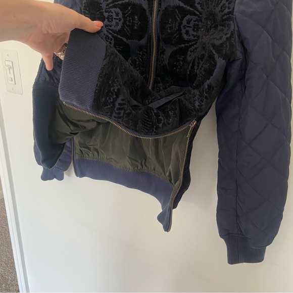Anthropologie Clemence Bomber Sweatshirt Jacket Quilted Chenille Size Small - Picture 6 of 12